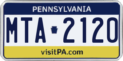 PA license plate MTA2120