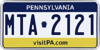 PA license plate MTA2121