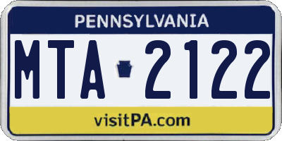 PA license plate MTA2122