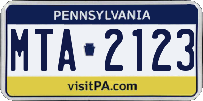 PA license plate MTA2123