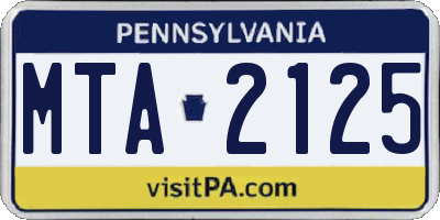 PA license plate MTA2125