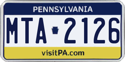 PA license plate MTA2126