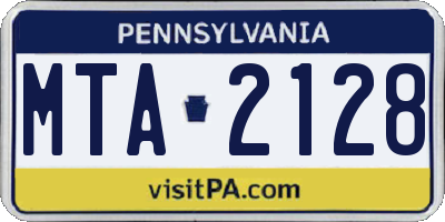 PA license plate MTA2128