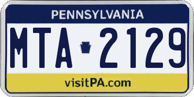 PA license plate MTA2129