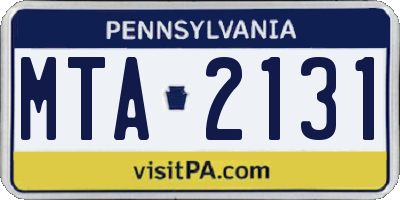 PA license plate MTA2131