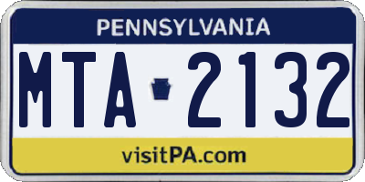 PA license plate MTA2132
