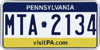 PA license plate MTA2134
