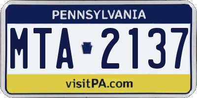 PA license plate MTA2137