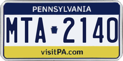 PA license plate MTA2140
