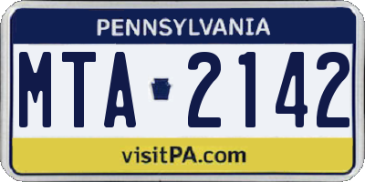 PA license plate MTA2142