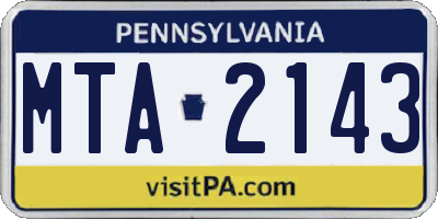 PA license plate MTA2143