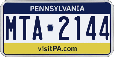 PA license plate MTA2144