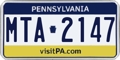 PA license plate MTA2147