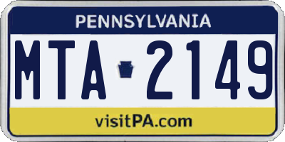 PA license plate MTA2149