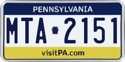 PA license plate MTA2151