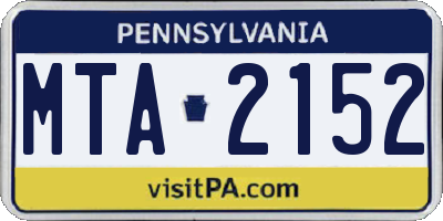 PA license plate MTA2152
