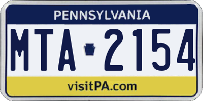 PA license plate MTA2154