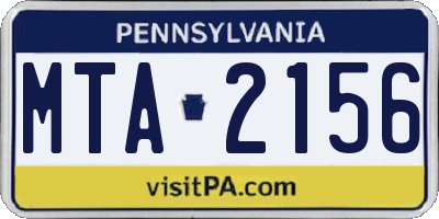 PA license plate MTA2156