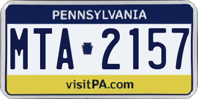 PA license plate MTA2157