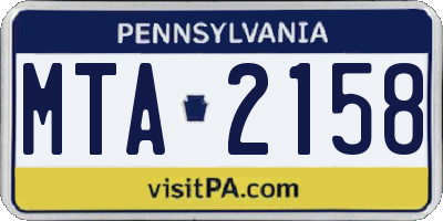 PA license plate MTA2158
