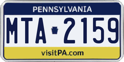 PA license plate MTA2159