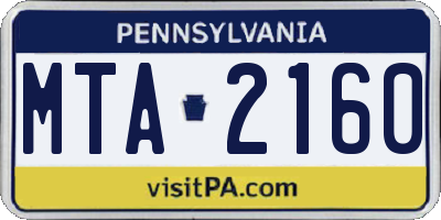 PA license plate MTA2160
