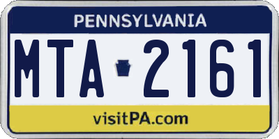 PA license plate MTA2161