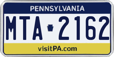 PA license plate MTA2162
