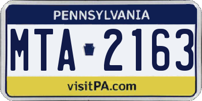 PA license plate MTA2163
