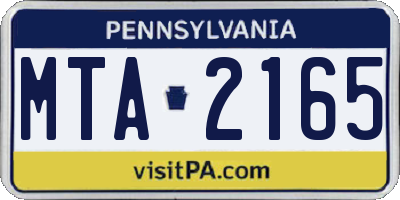 PA license plate MTA2165