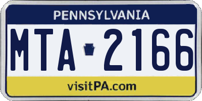 PA license plate MTA2166