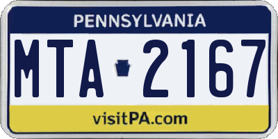 PA license plate MTA2167