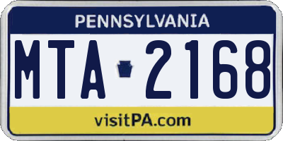 PA license plate MTA2168