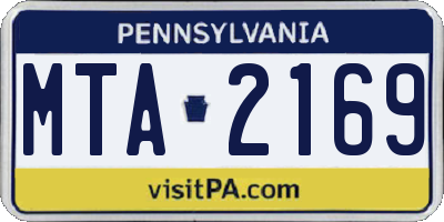 PA license plate MTA2169