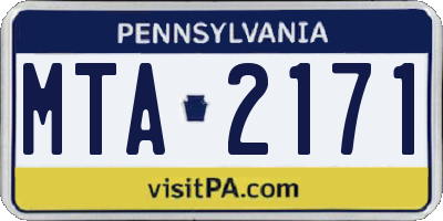 PA license plate MTA2171