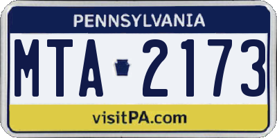 PA license plate MTA2173