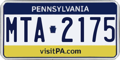 PA license plate MTA2175