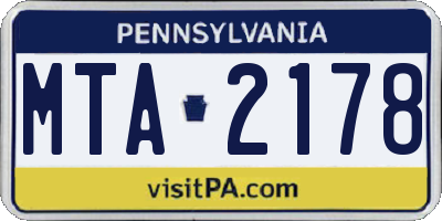 PA license plate MTA2178