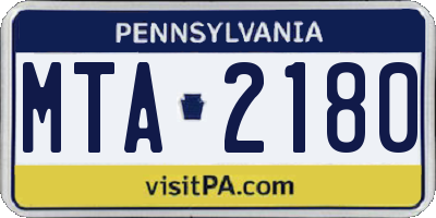 PA license plate MTA2180