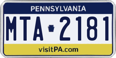 PA license plate MTA2181
