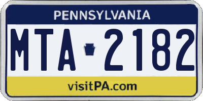 PA license plate MTA2182