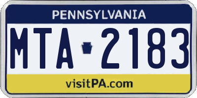 PA license plate MTA2183