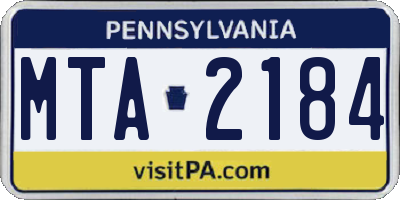 PA license plate MTA2184