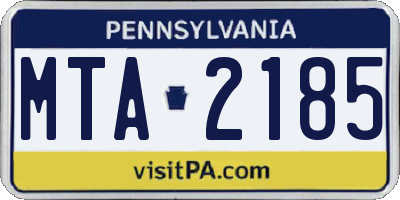 PA license plate MTA2185