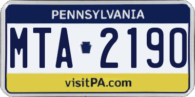 PA license plate MTA2190