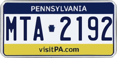 PA license plate MTA2192