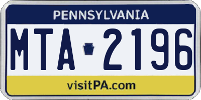 PA license plate MTA2196