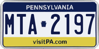 PA license plate MTA2197