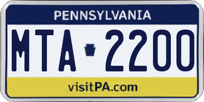 PA license plate MTA2200