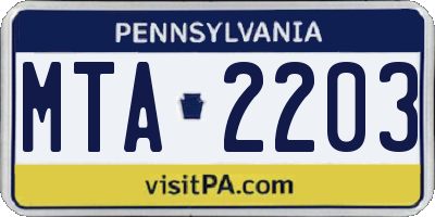 PA license plate MTA2203